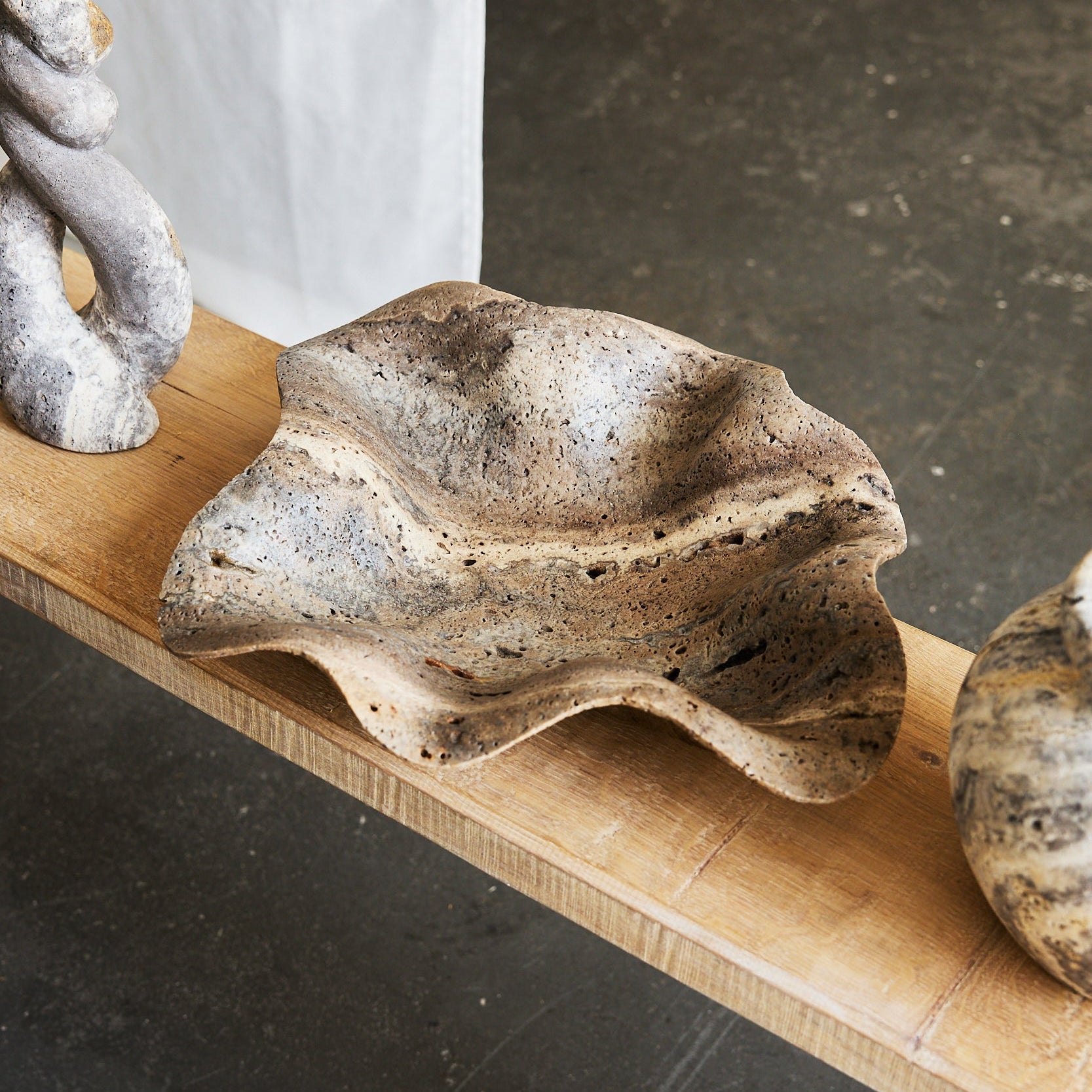 Aeolis Bowl handcrafted made out of travertine by Uniiqo Studio