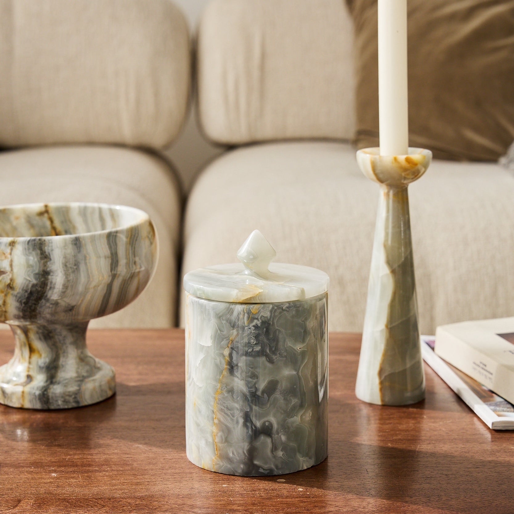 decorative blue onyx jar made for luxurious homes and modern interiors by Uniiqo Studio
