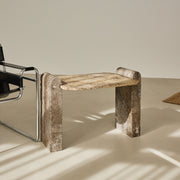 silver travertine side table handcrafted by Uniiqo Studio for minimalistic and modern interiors 