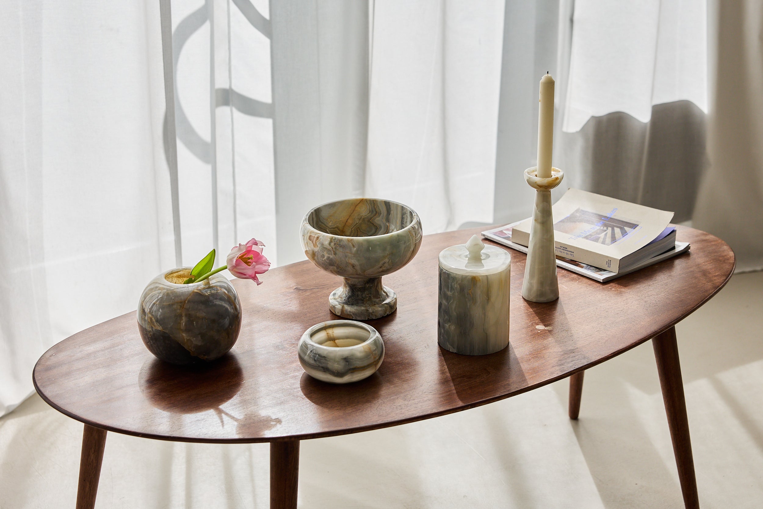 Blue onyx home accessory set