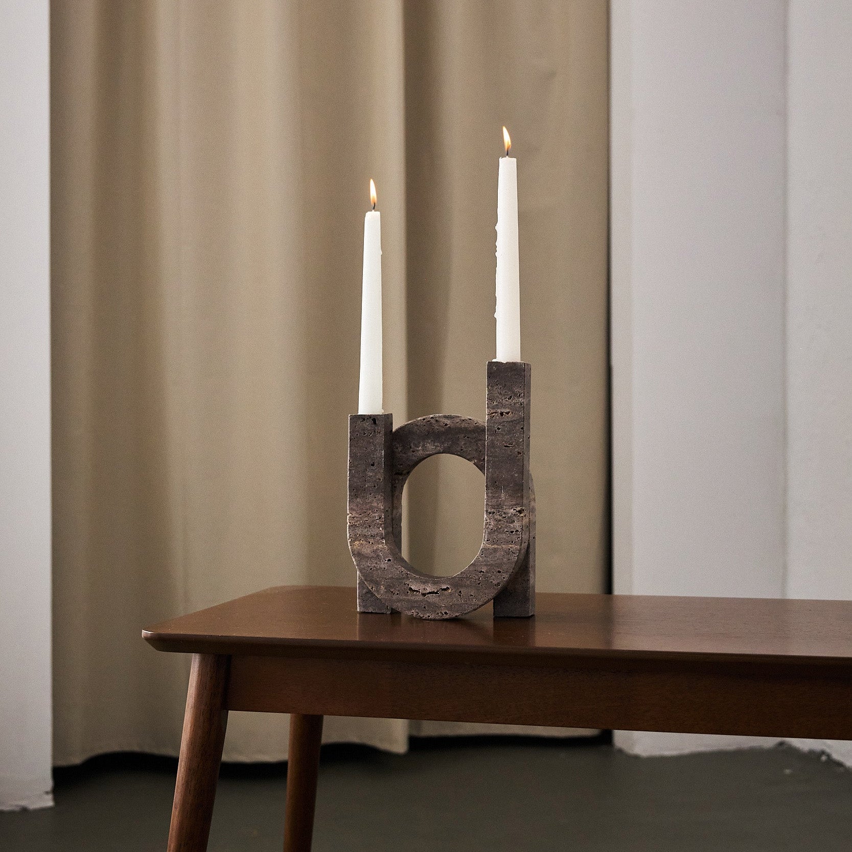 capricorn travertine candle holder by Uniiqo Studio