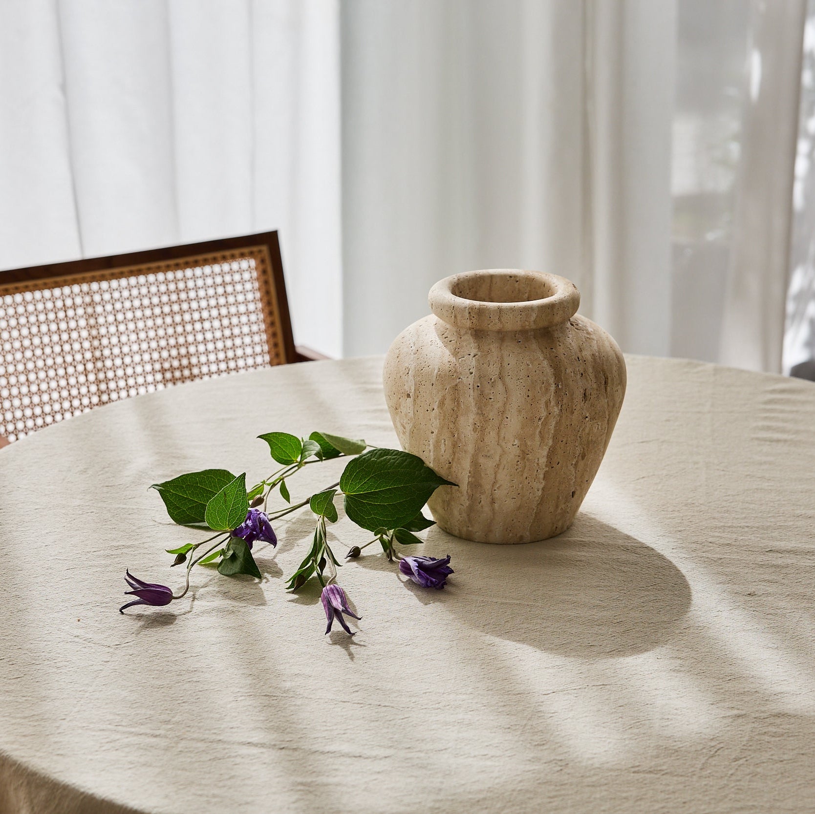 Atelia vase a decorative travertine vase hancrafted by Uniiqo Studio in Berlin
