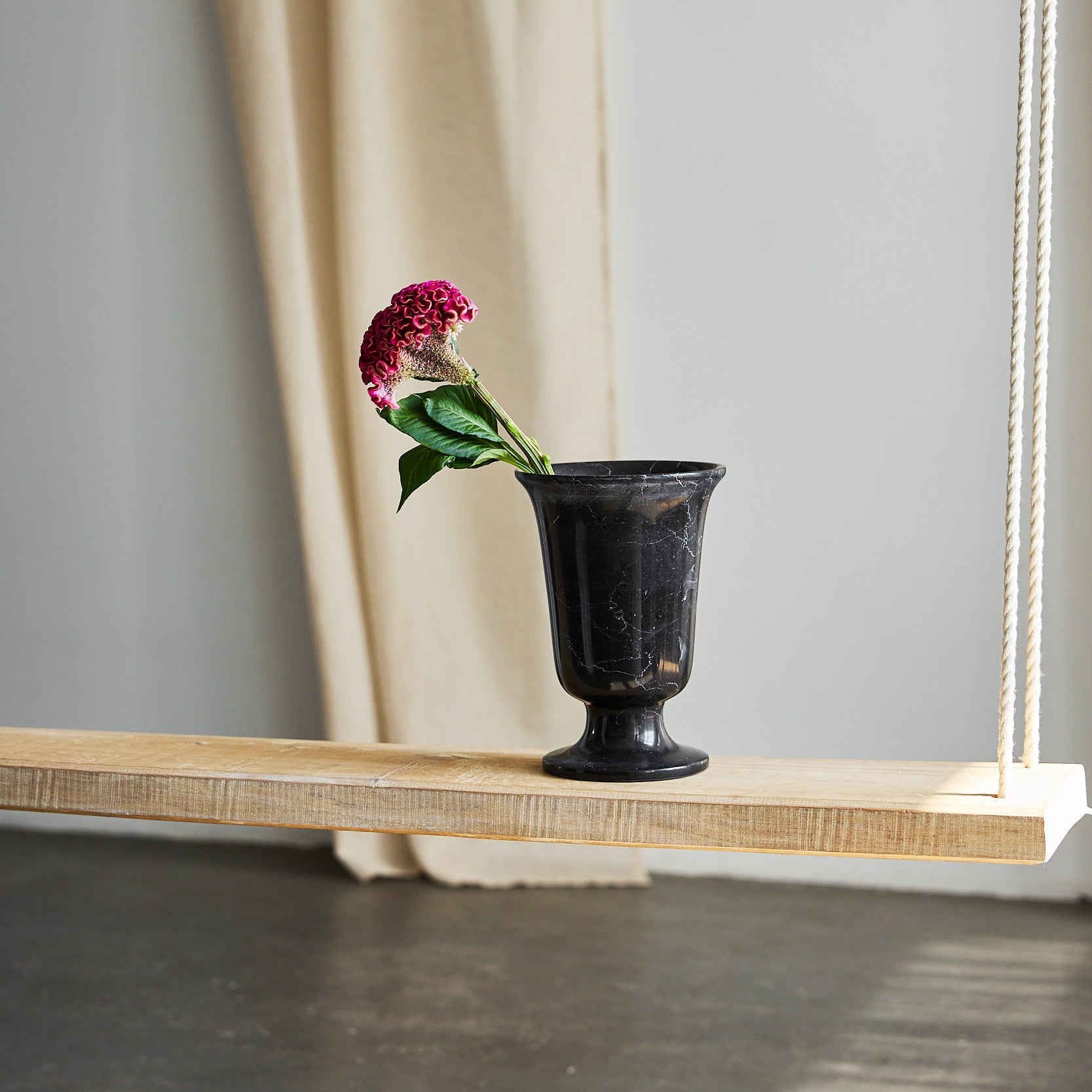 handcrafted black marble vase by Uniiqo Studio