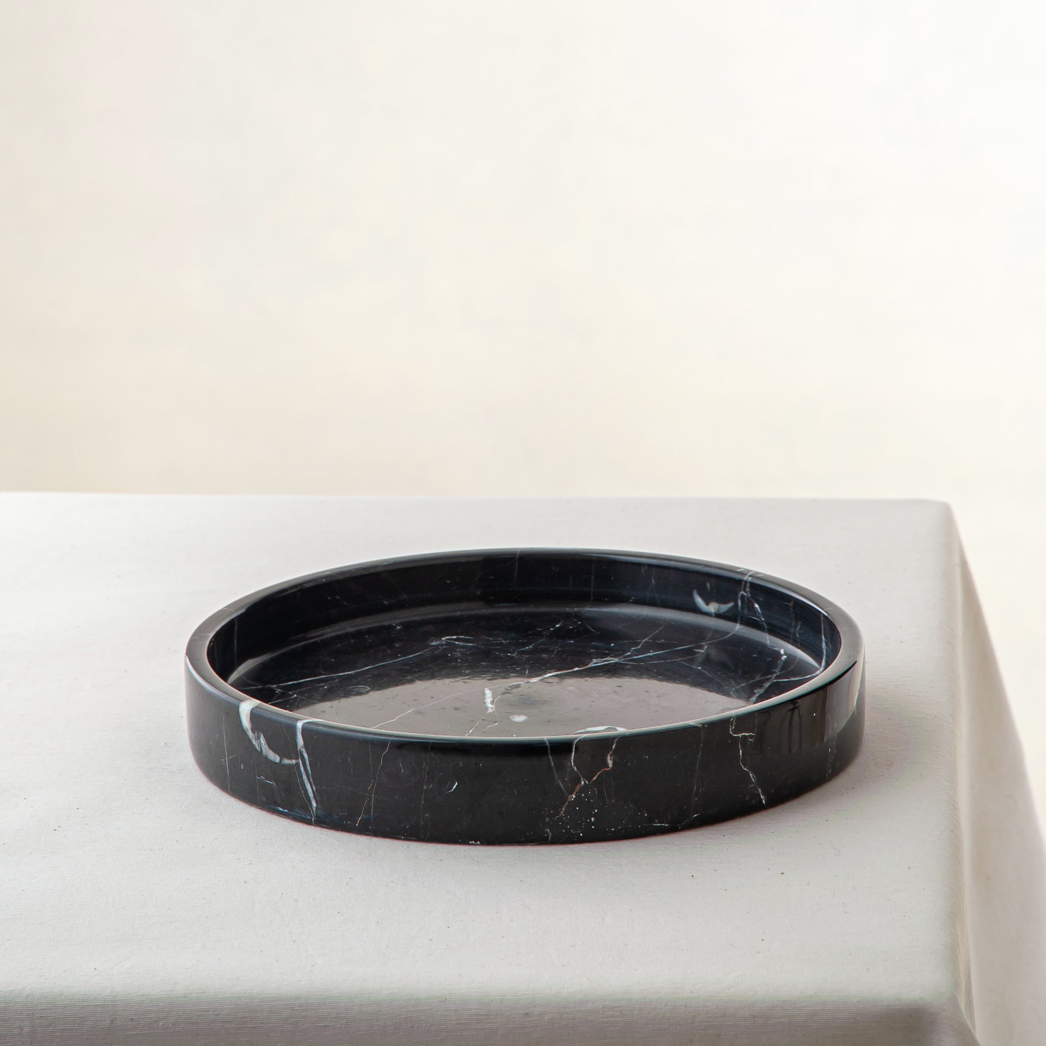 handcrafted marble bowl black stone with white veining decorative centerpiece