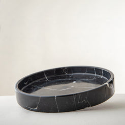 handcrafted marble bowl black stone with white veining decorative centerpiece
