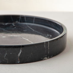 handcrafted marble bowl black stone with white veining decorative centerpiece
