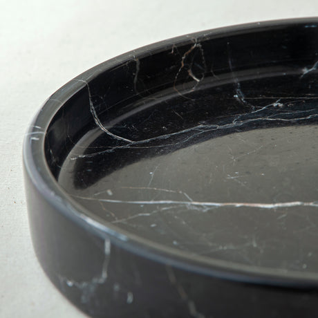 handcrafted marble bowl black stone with white veining decorative centerpiece
