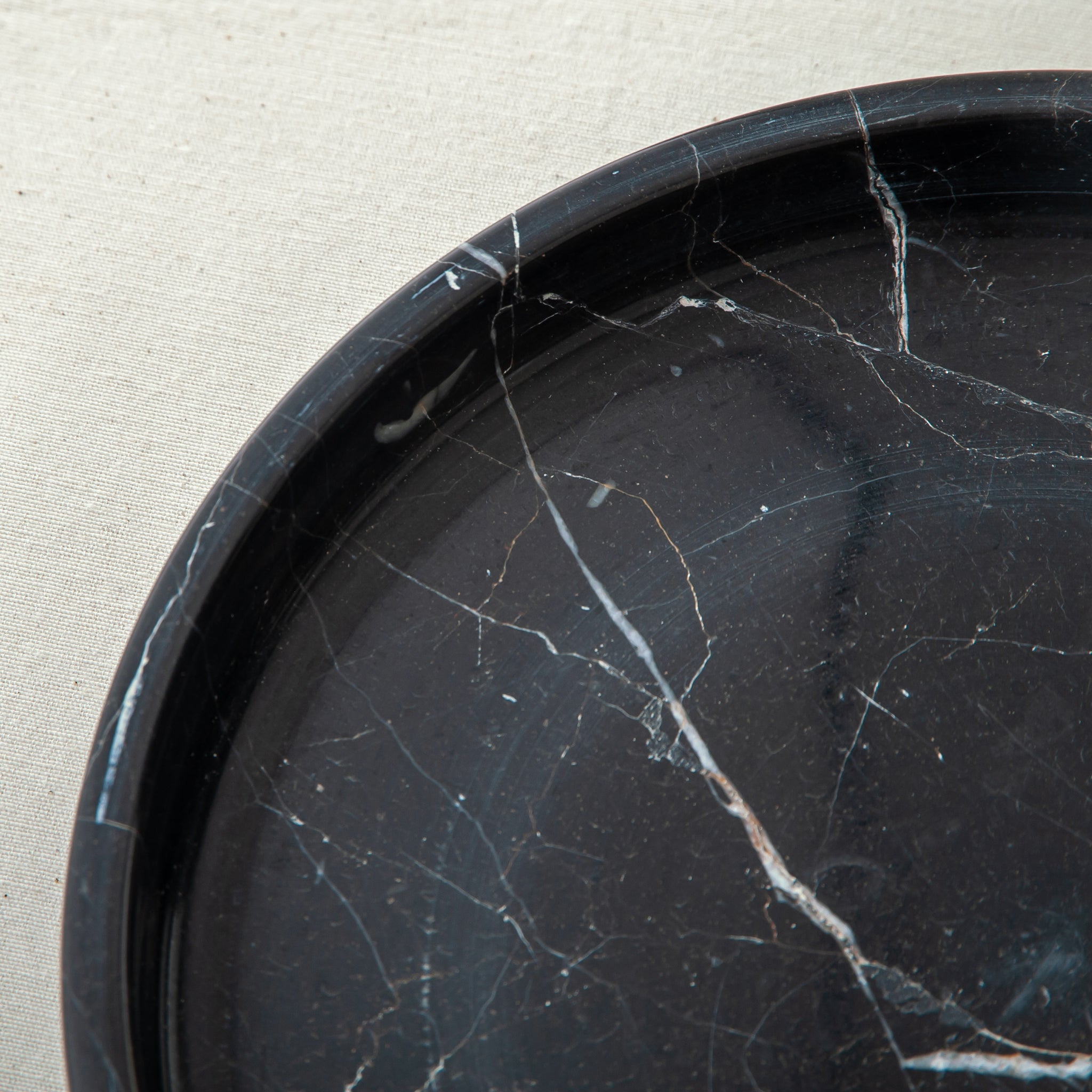 handcrafted marble bowl black stone with white veining decorative centerpiece
