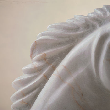 handcrafted marble horse sculpture with white stone and subtle warm veining for luxury decor
