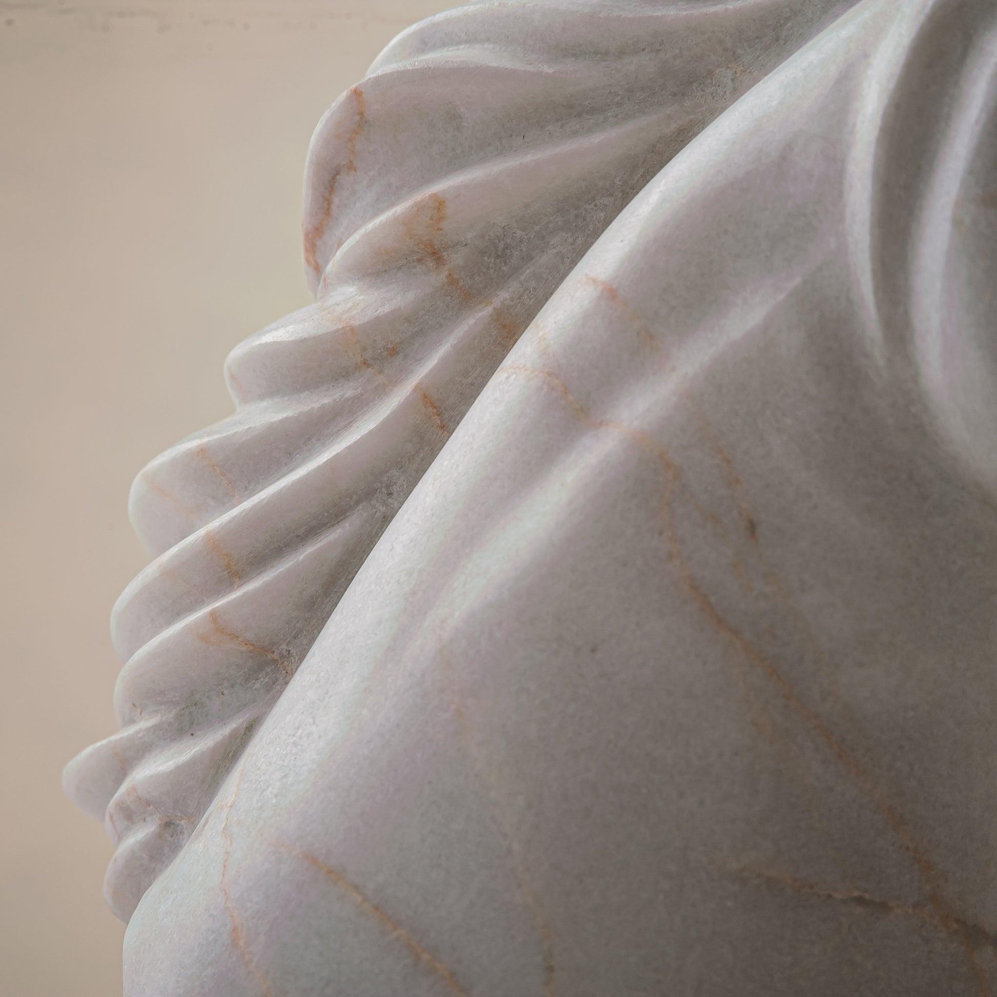 handcrafted marble horse sculpture with white stone and subtle warm veining for luxury decor
