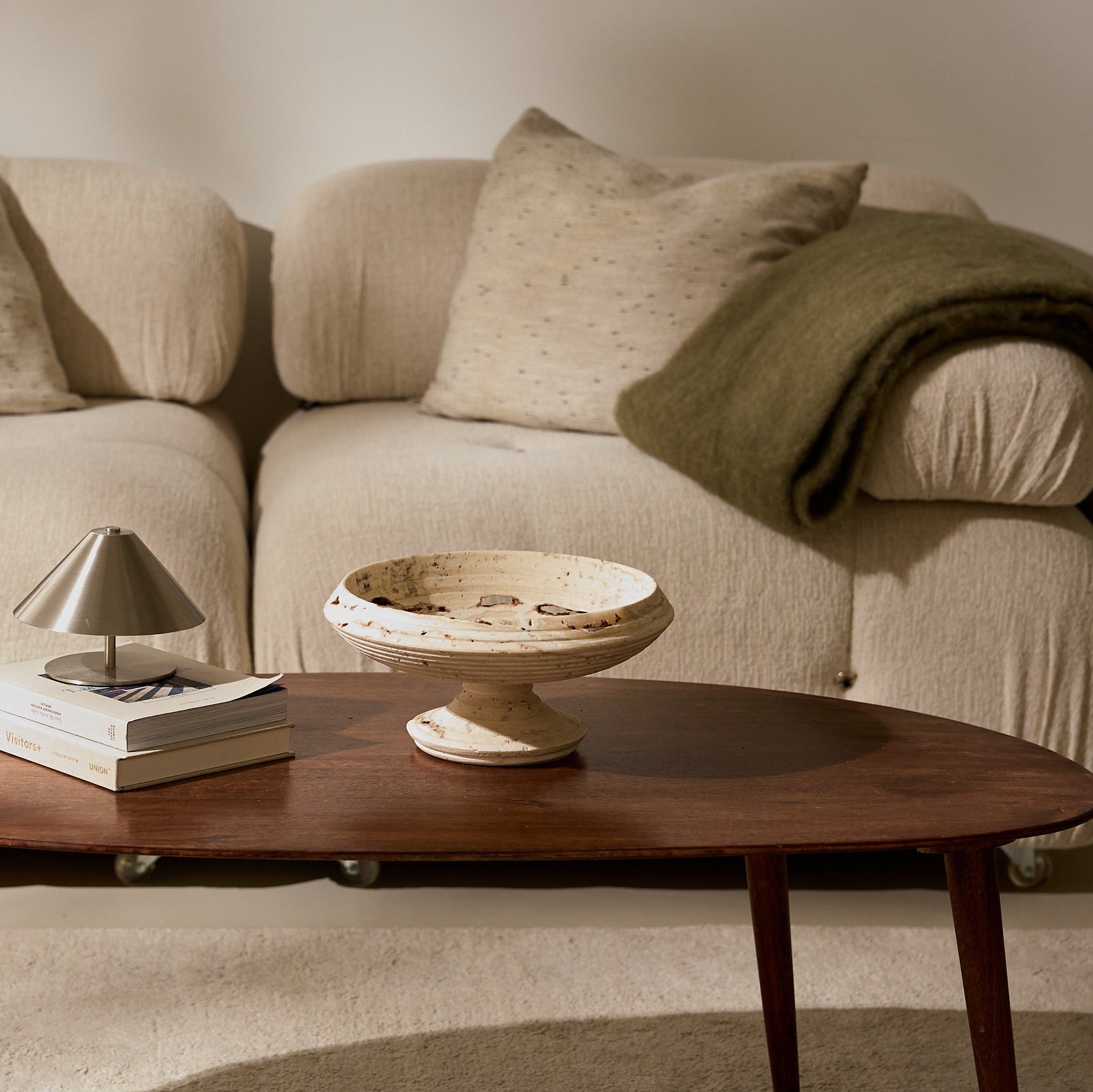 one of a kind decorative travertine bowl with crystals for elevated interior and minimalistic home