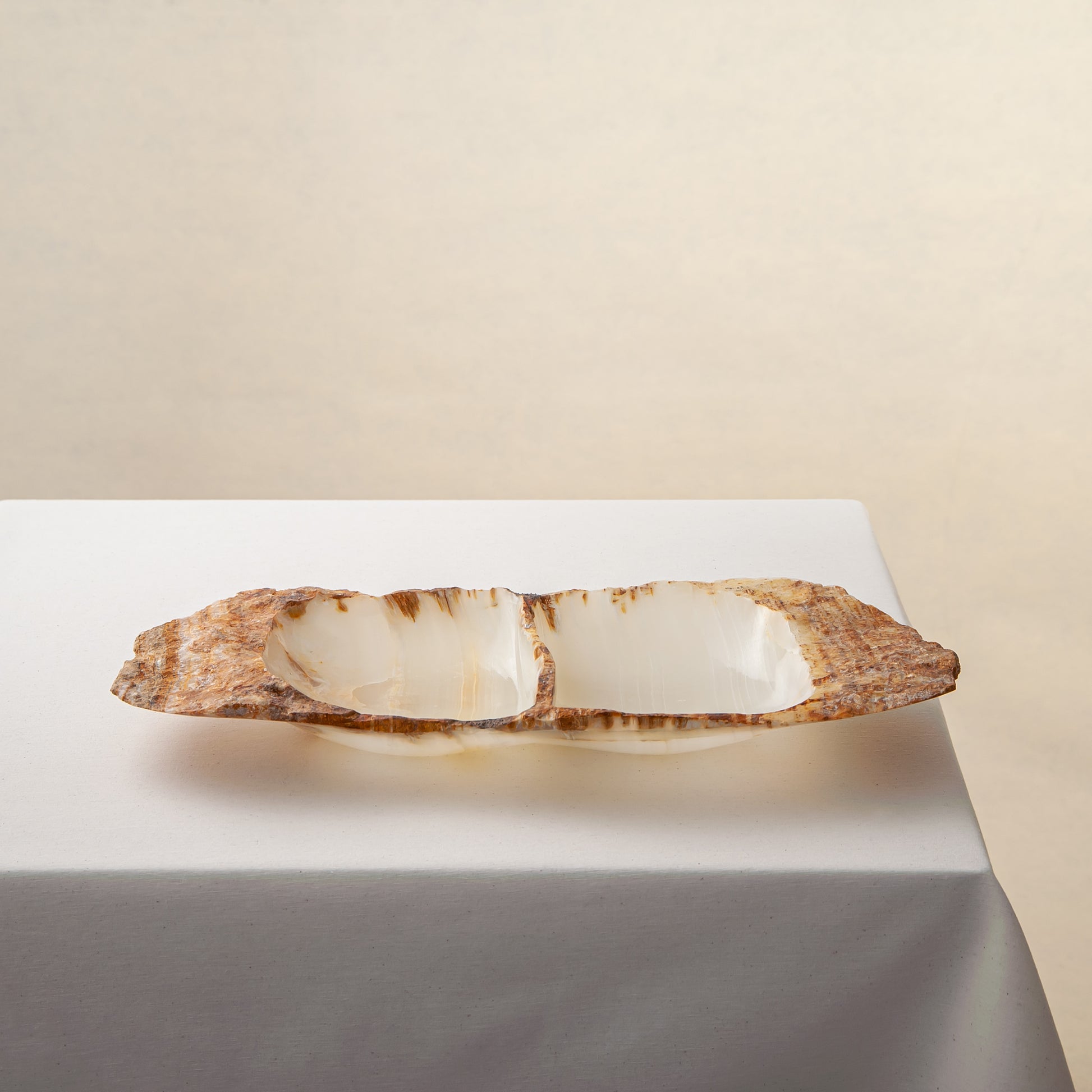 one of a kind handcrafted rare onyx bowl in white by Uniiqo Studio