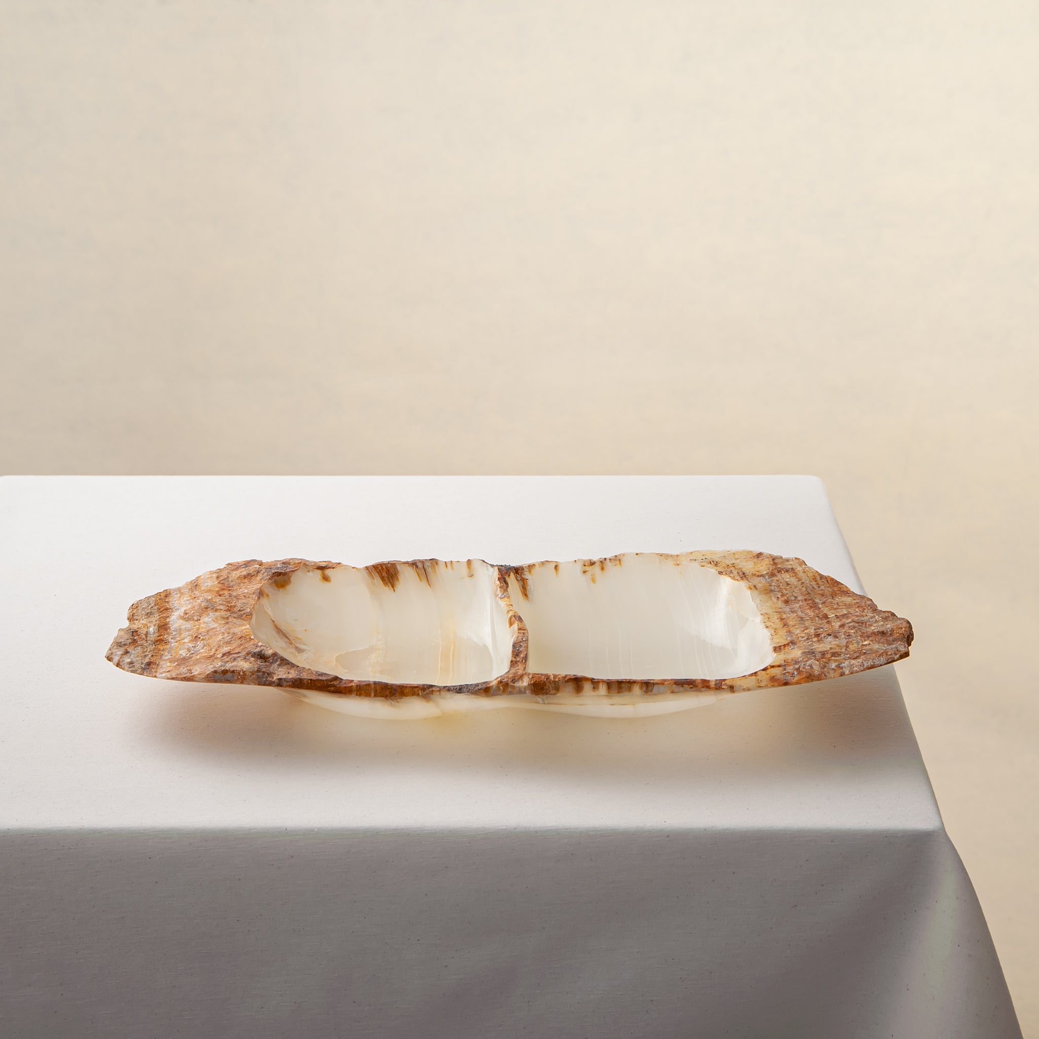 one of a kind handcrafted rare onyx bowl in white by Uniiqo Studio