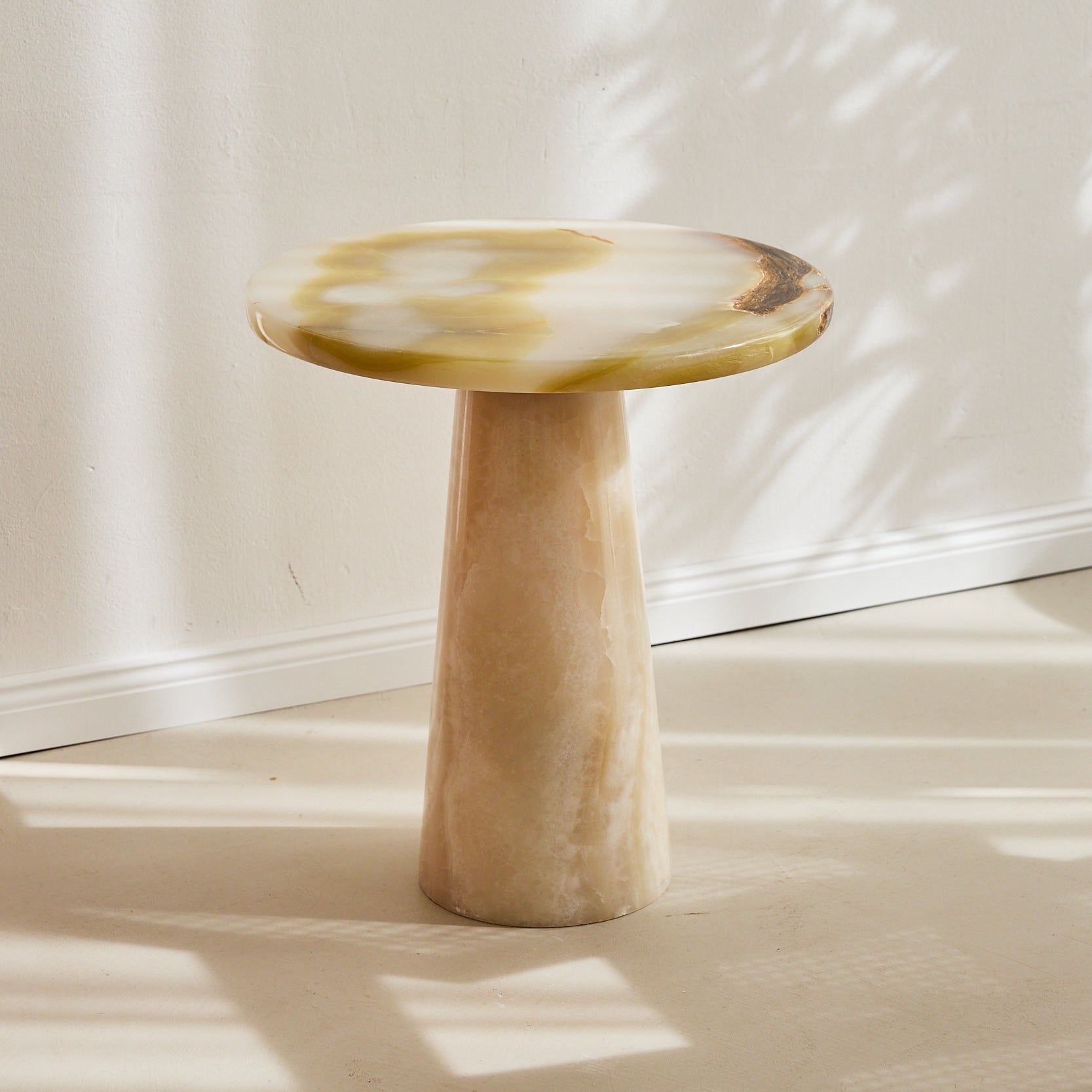 one of a kind onyx side table handcrafted by Uniiqo Studio for modern interior and elegant living room