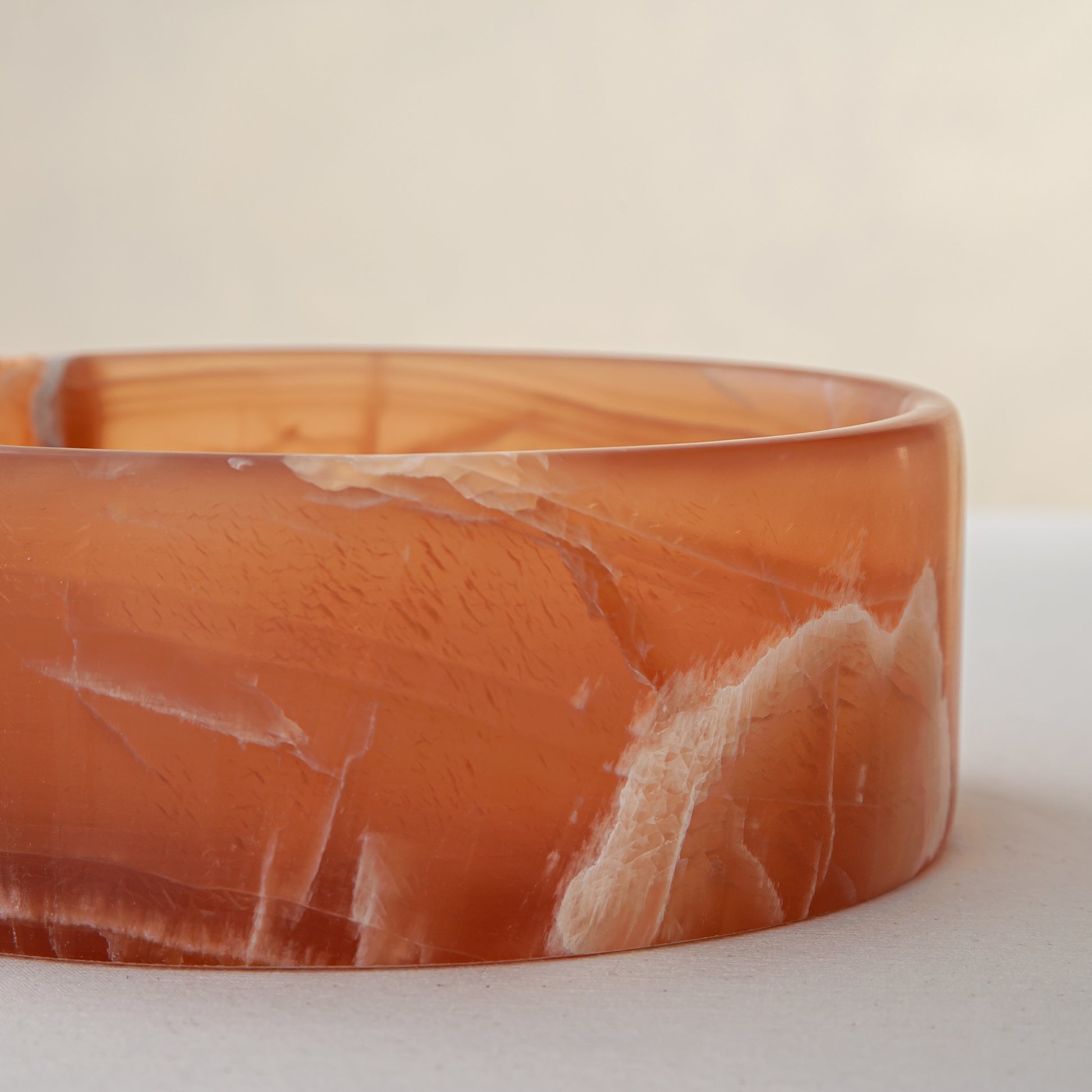 handcrafted onyx bowl amber stone with white veining modern decorative centerpiece
