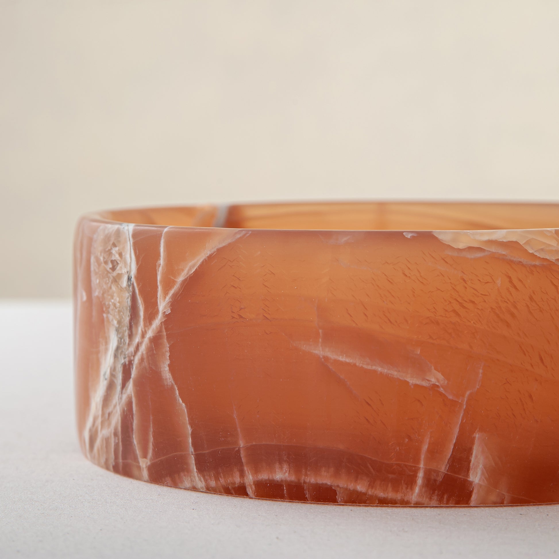 handcrafted onyx bowl amber stone with white veining modern decorative centerpiece

