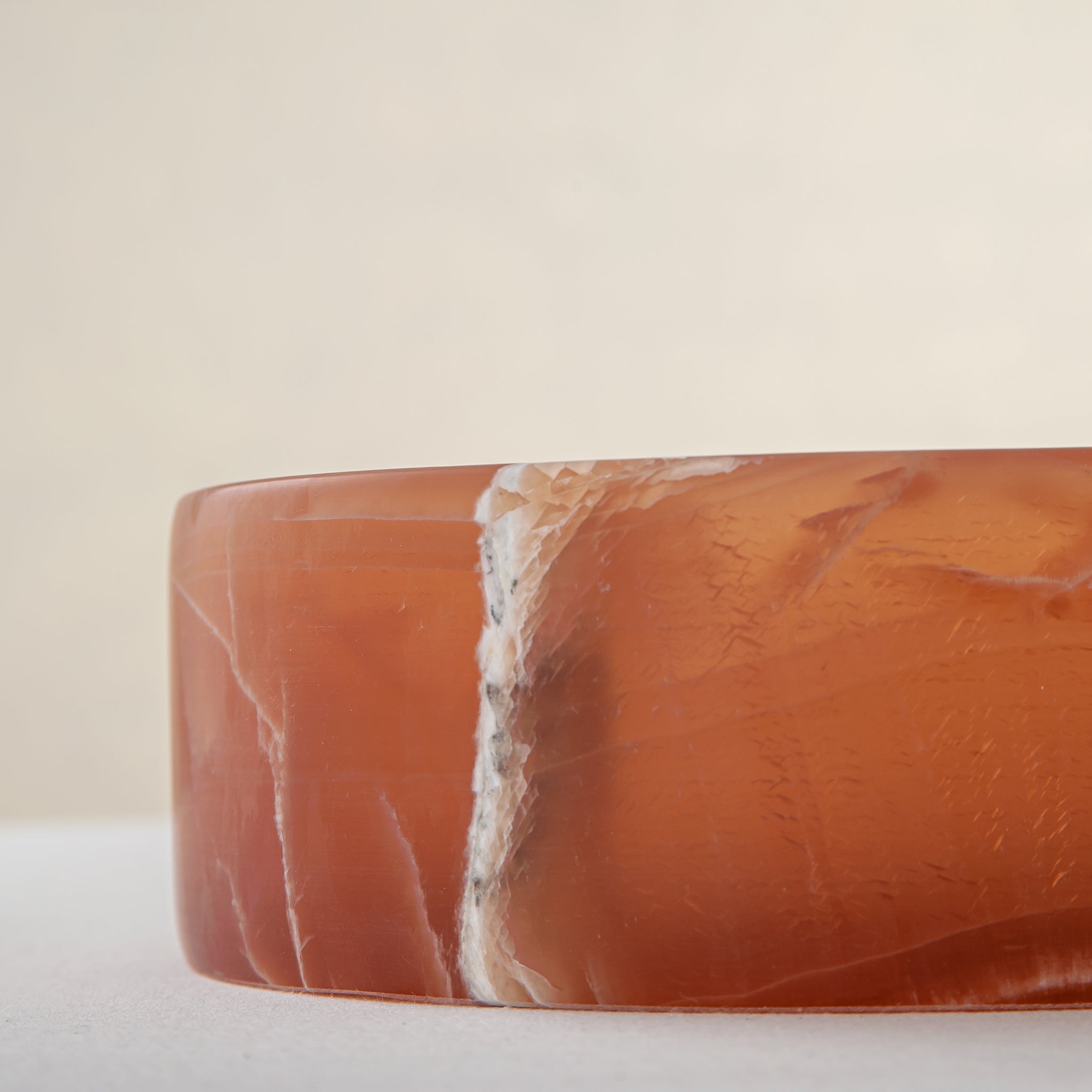 handcrafted onyx bowl amber stone with white veining modern decorative centerpiece
