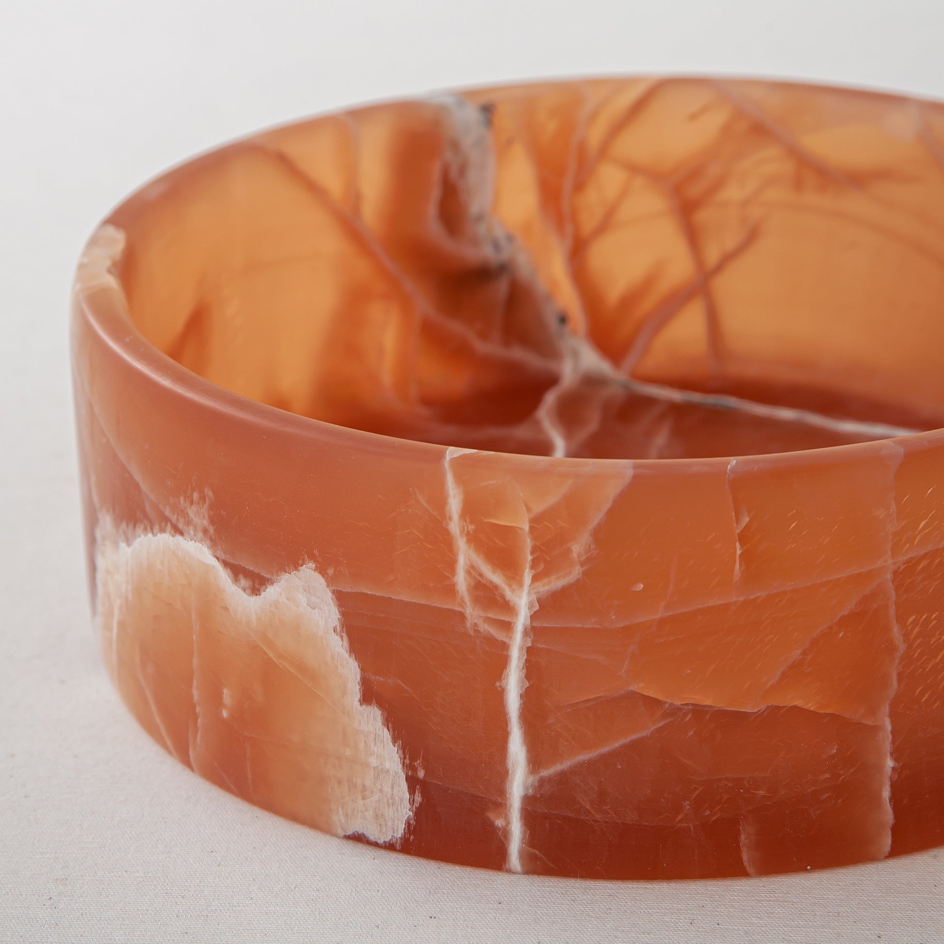 handcrafted onyx bowl amber stone with white veining modern decorative centerpiece
