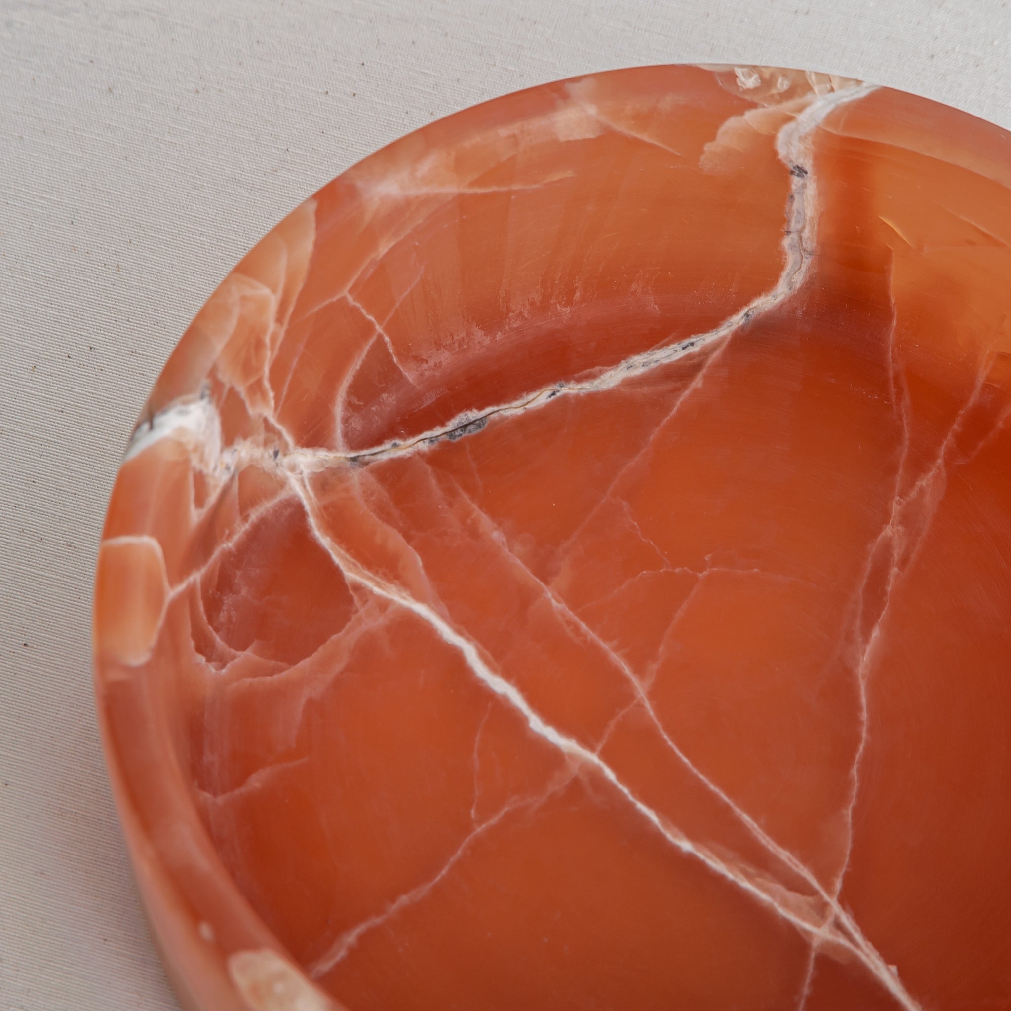 handcrafted onyx bowl amber stone with white veining modern decorative centerpiece
