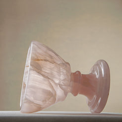 handcrafted onyx bowl blush pink translucent stone elegant pedestal design
