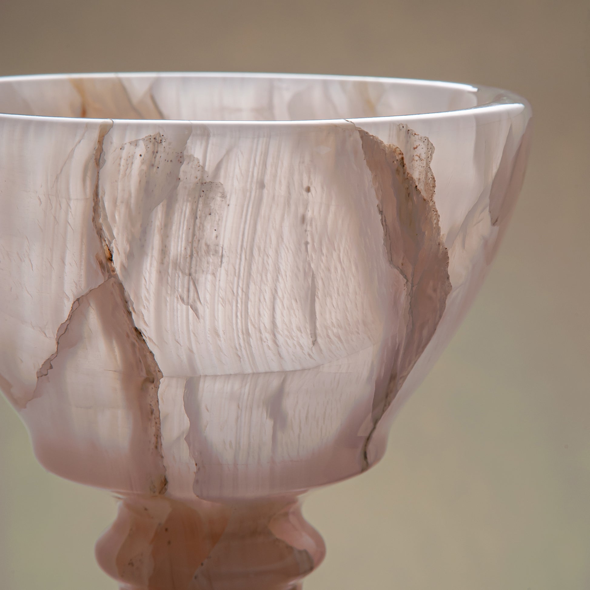 handcrafted onyx bowl blush pink translucent stone elegant pedestal design
