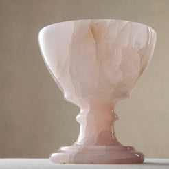 handcrafted onyx bowl blush pink translucent stone elegant pedestal design
