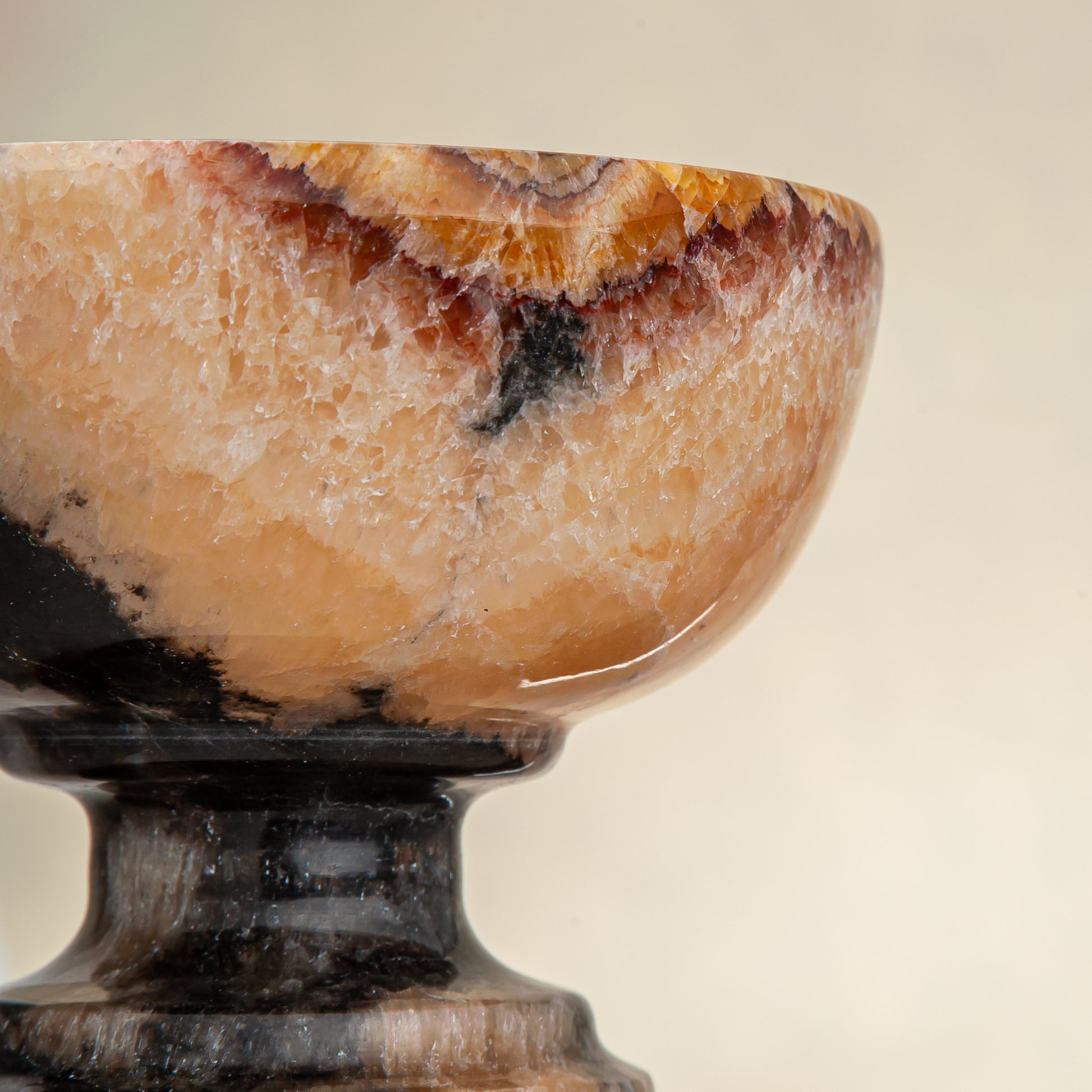 unique onyx bowl with translucent crystalline texture and bold contrast as centerpiece
