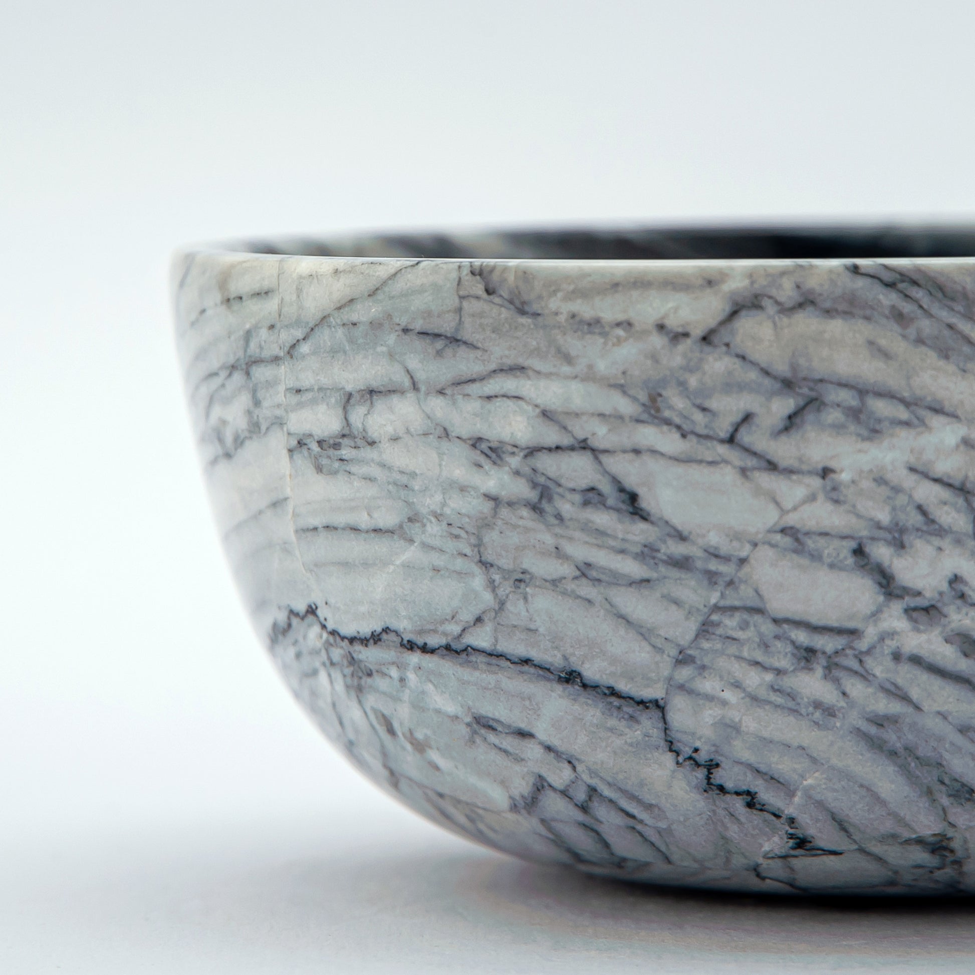 handcrafted onyx bowl with grey tones and dark veining for modern luxury decor
