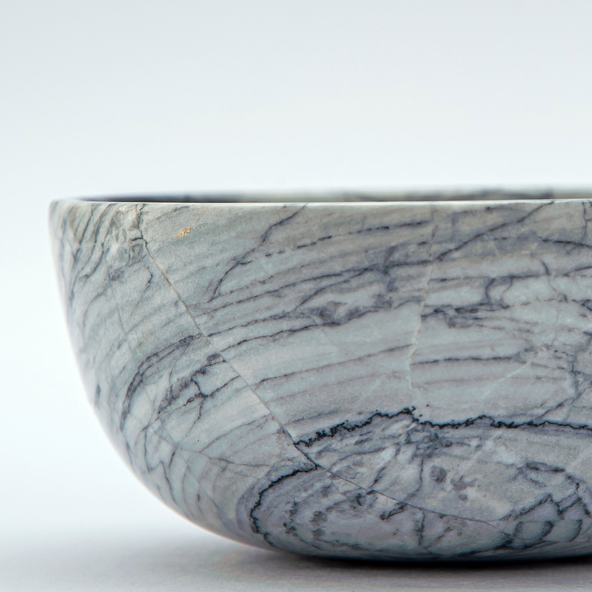 handcrafted onyx bowl with grey tones and dark veining for modern luxury decor
