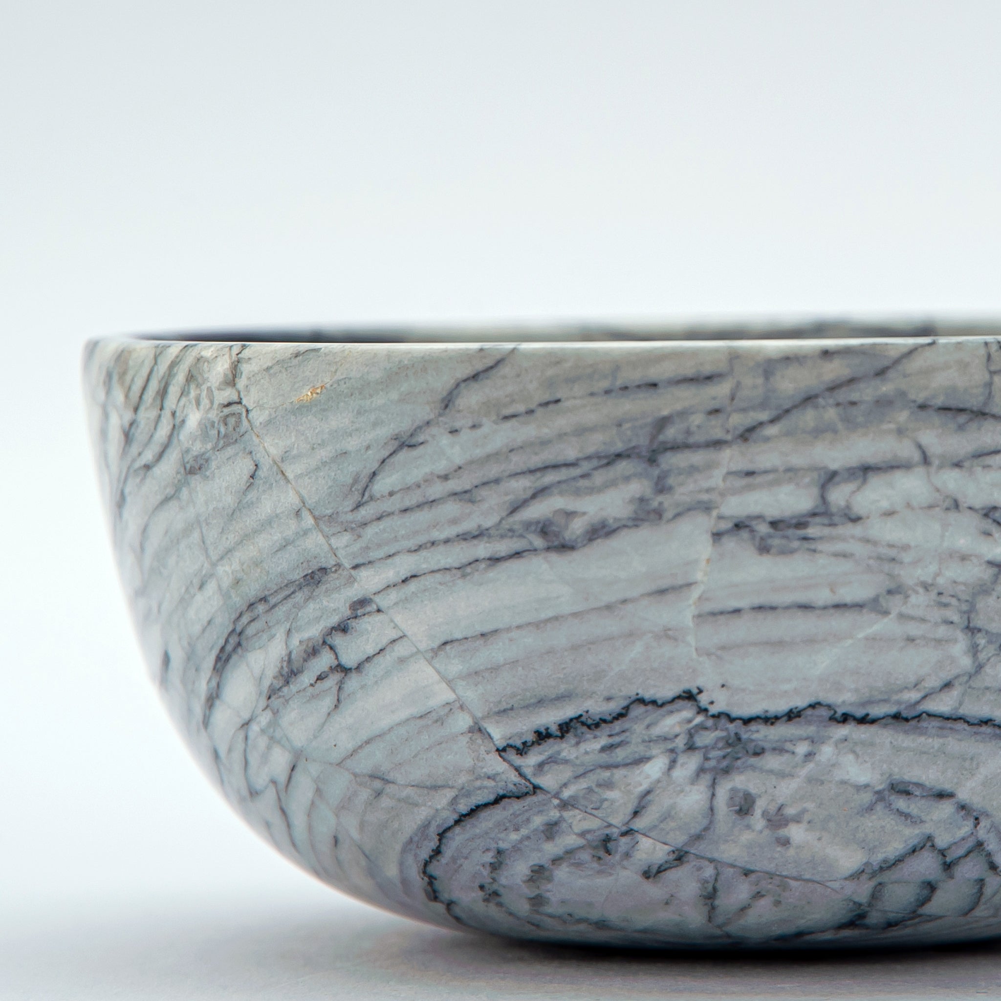 handcrafted onyx bowl with grey tones and dark veining for modern luxury decor
