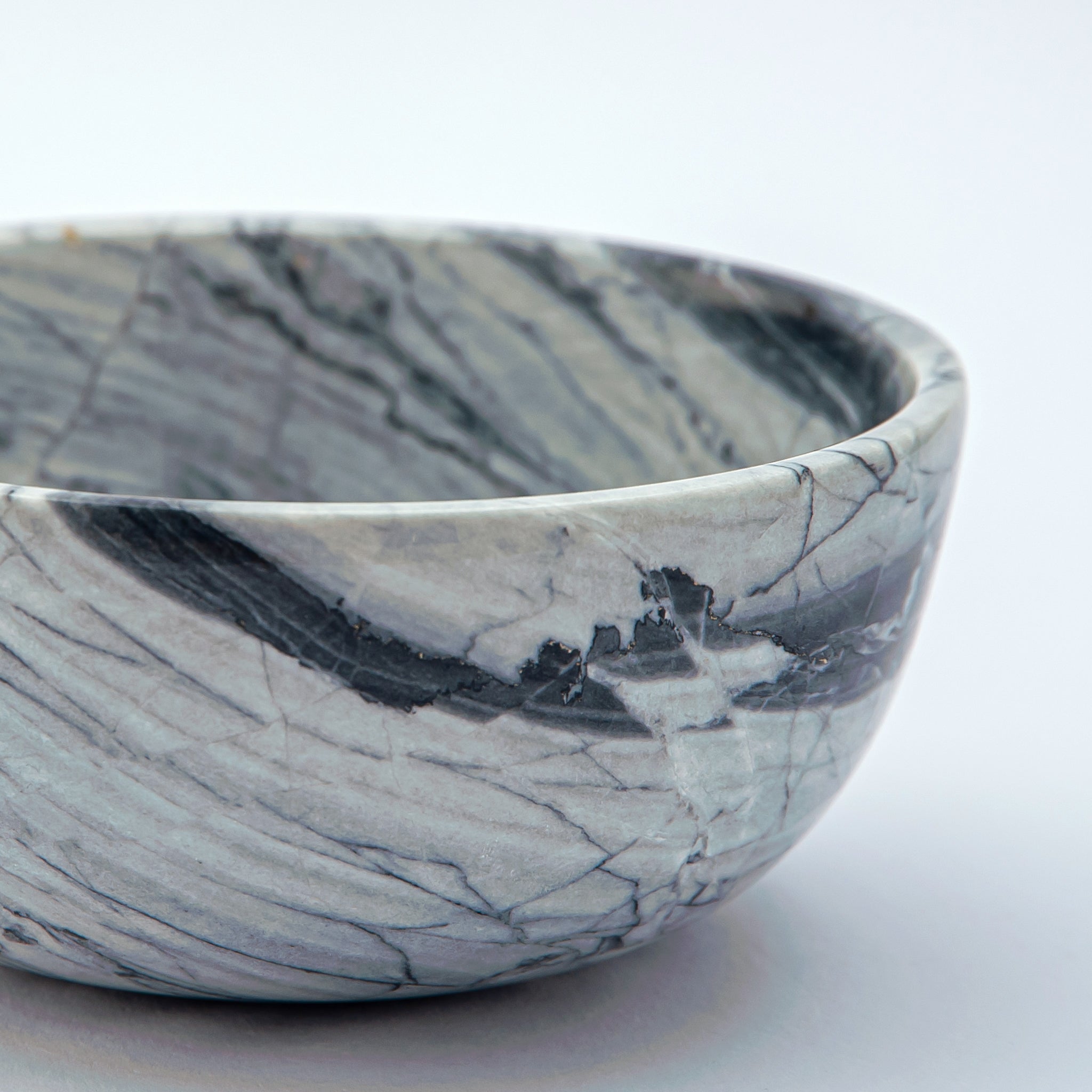 handcrafted onyx bowl with grey tones and dark veining for modern luxury decor
