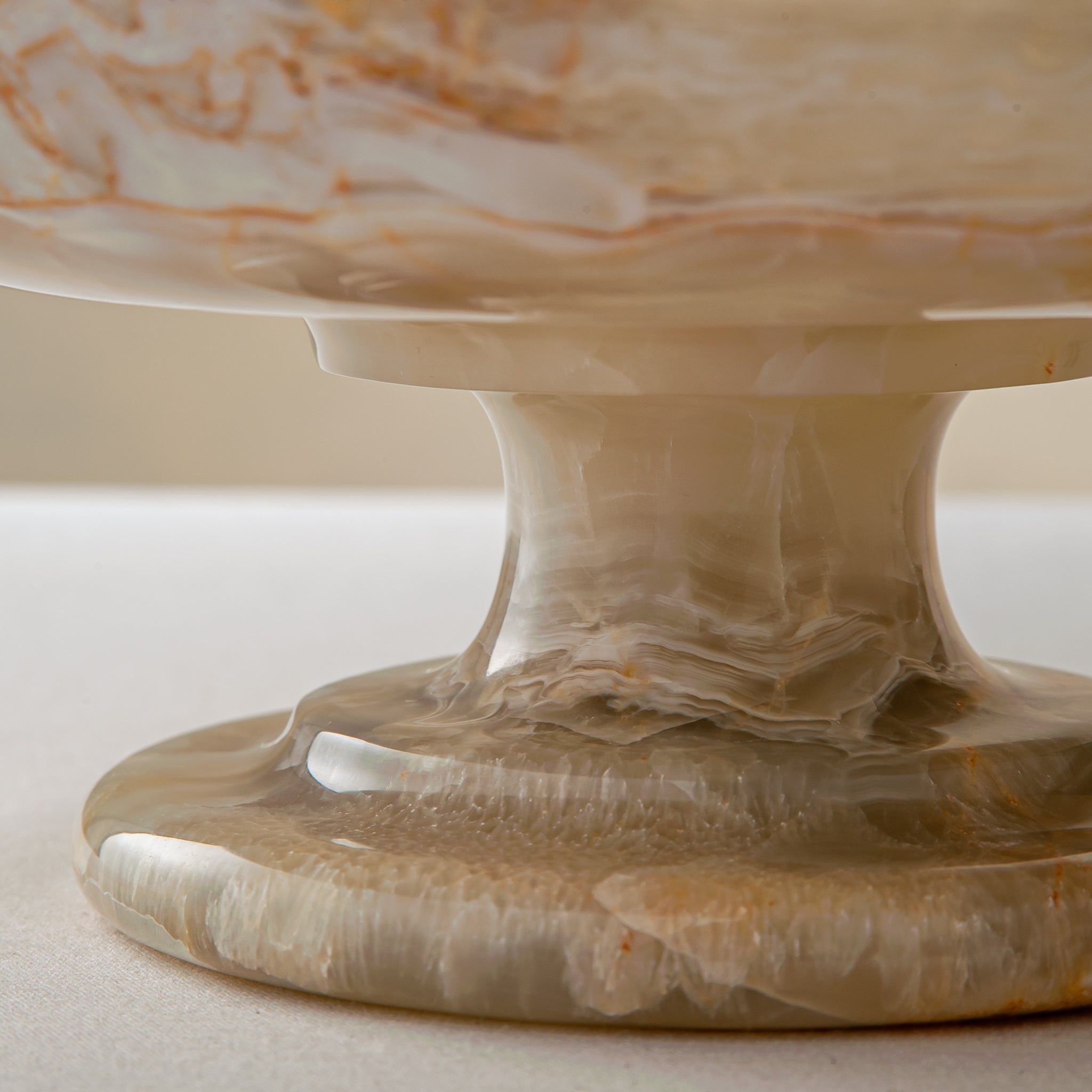 handcrafted onyx bowl with ivory tones and soft translucent layers for elegant decor
