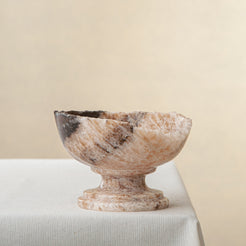 handcrafted onyx bowl with translucent beige tones and natural veining for luxury table decor
