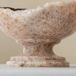 handcrafted onyx bowl with translucent beige tones and natural veining for luxury table decor

