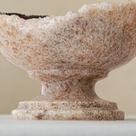 handcrafted onyx bowl with translucent beige tones and natural veining for luxury table decor
