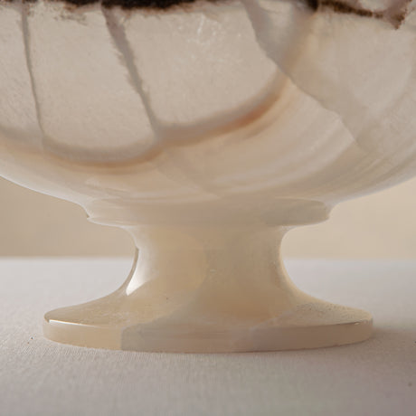 handcrafted onyx bowl ivory translucent stone with dark edge decorative centerpiece
