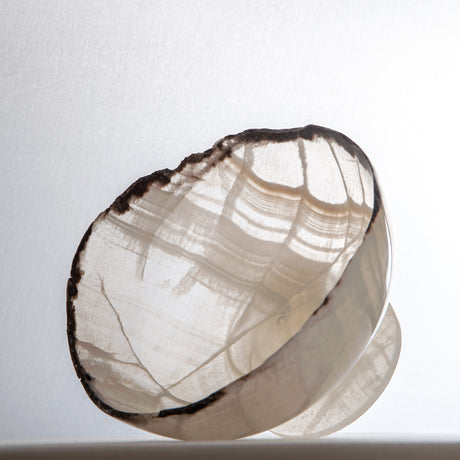 handcrafted onyx bowl ivory translucent stone with dark edge decorative centerpiece
