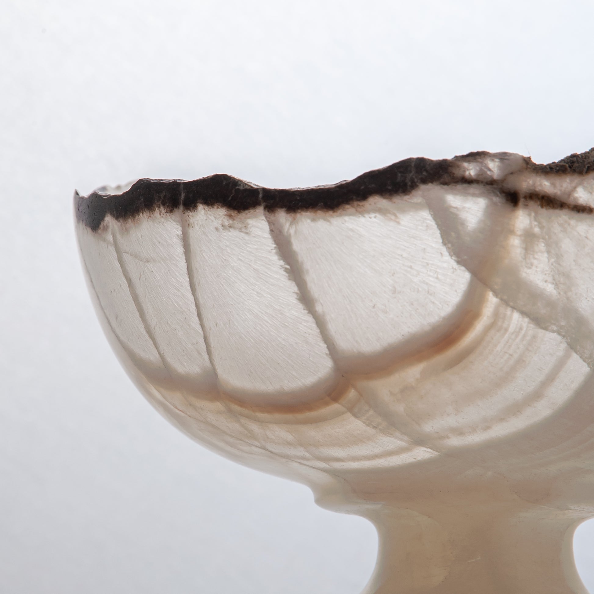 handcrafted onyx bowl ivory translucent stone with dark edge decorative centerpiece
