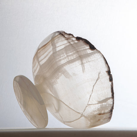 handcrafted onyx bowl ivory translucent stone with dark edge decorative centerpiece
