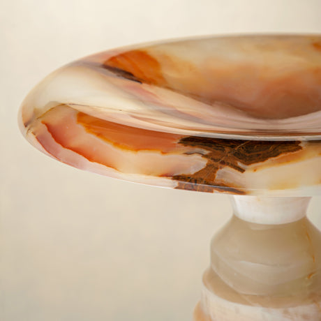 handcrafted onyx cake stand ivory stone with amber veining luxury centerpiece
