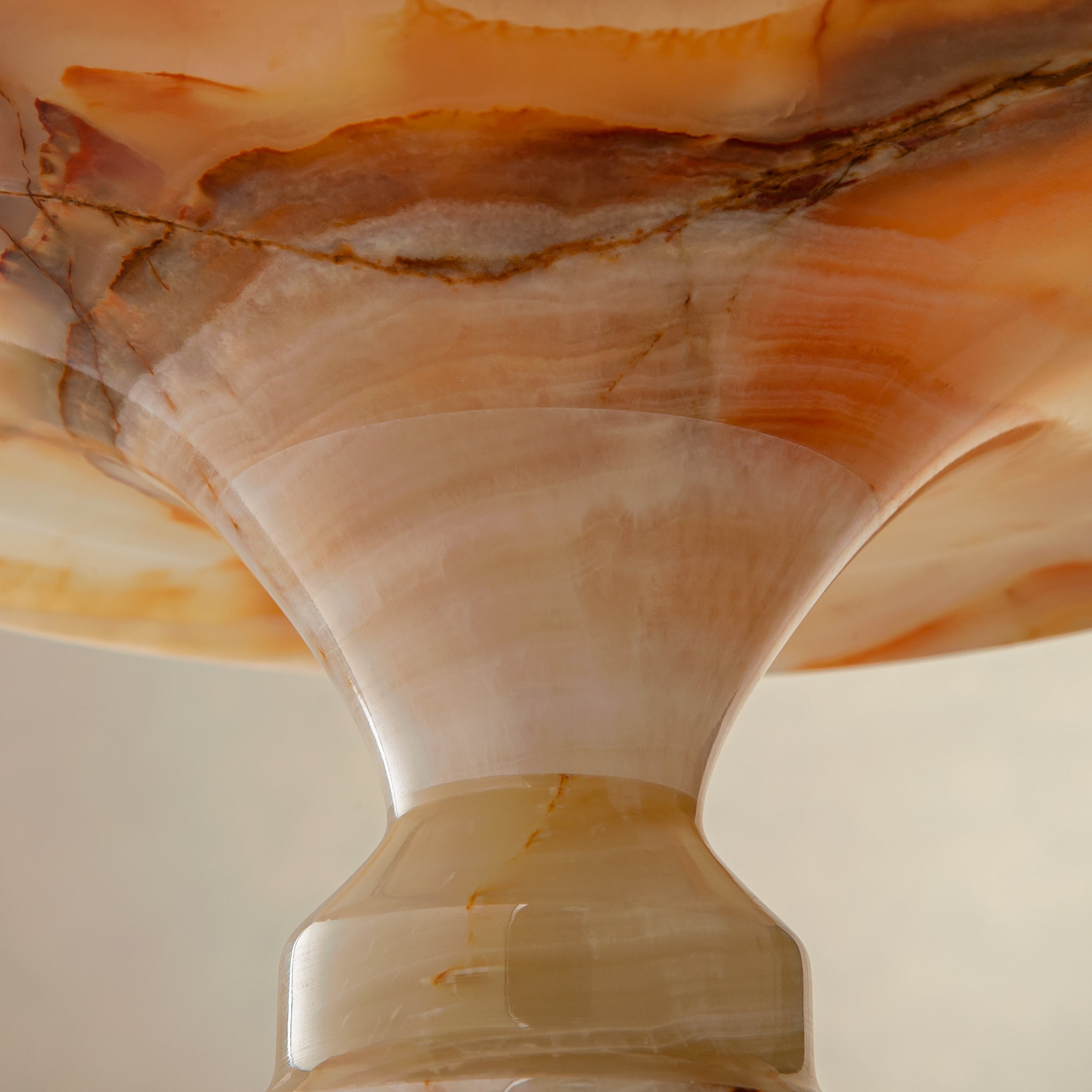 handcrafted onyx cake stand ivory stone with amber veining luxury centerpiece
