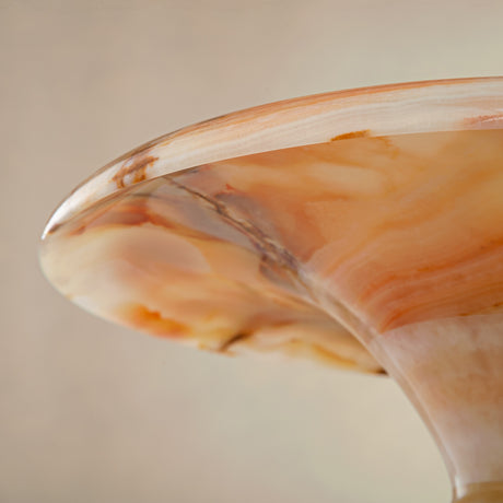 handcrafted onyx cake stand ivory stone with amber veining luxury centerpiece
