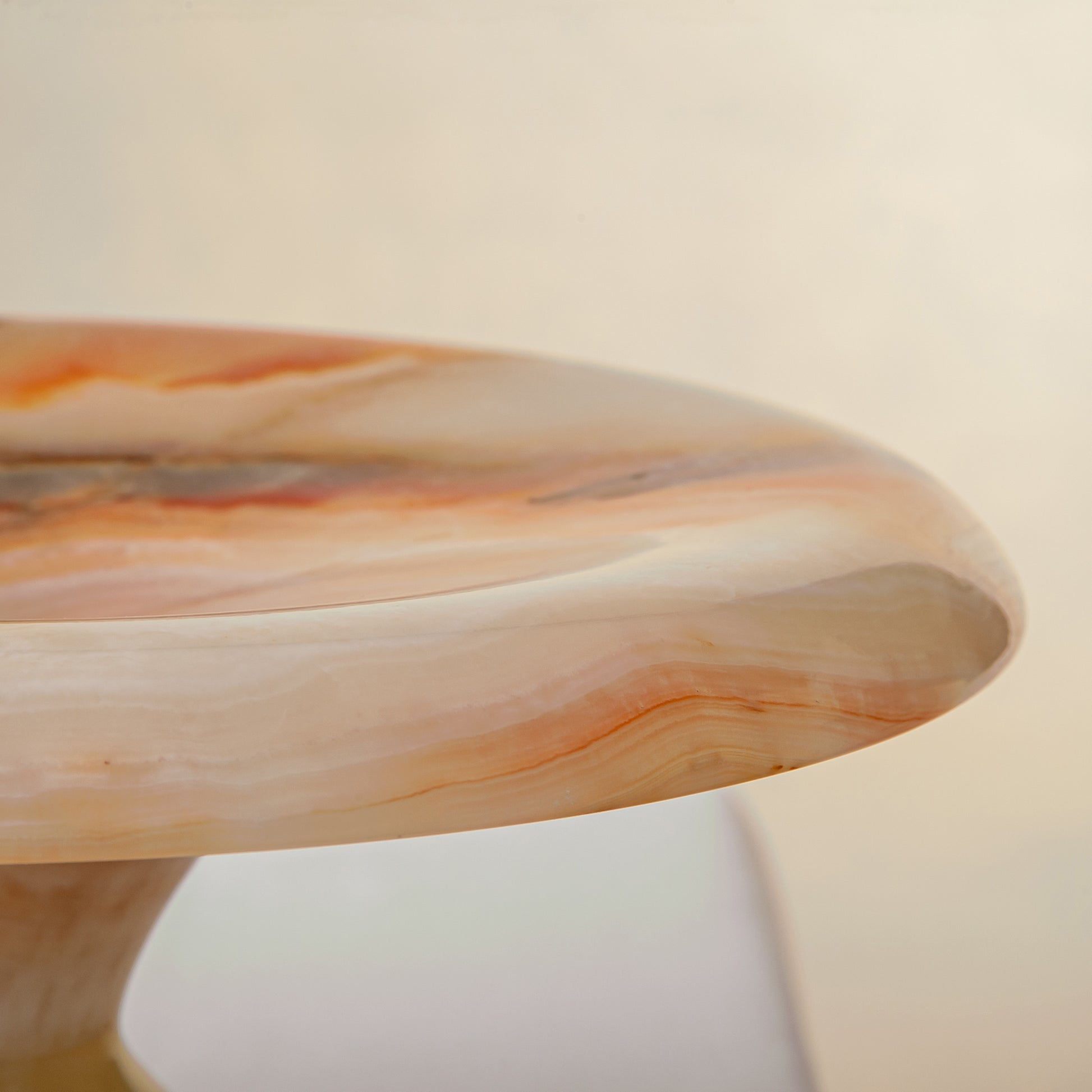 handcrafted onyx cake stand ivory stone with amber veining luxury centerpiece
