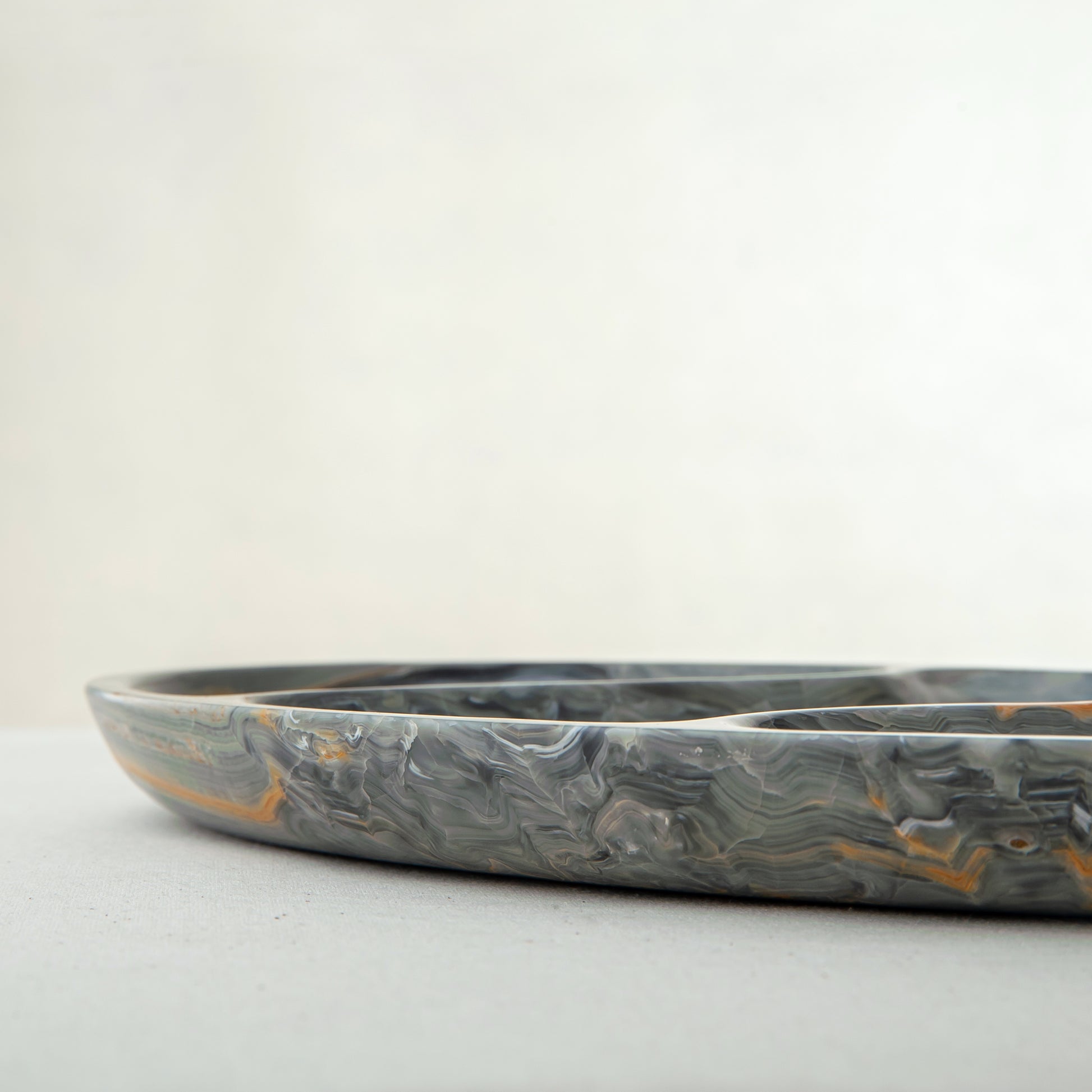 handcrafted onyx tray blue layered stone with amber veining decorative centerpiece
