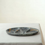 handcrafted onyx tray blue layered stone with amber veining decorative centerpiece
