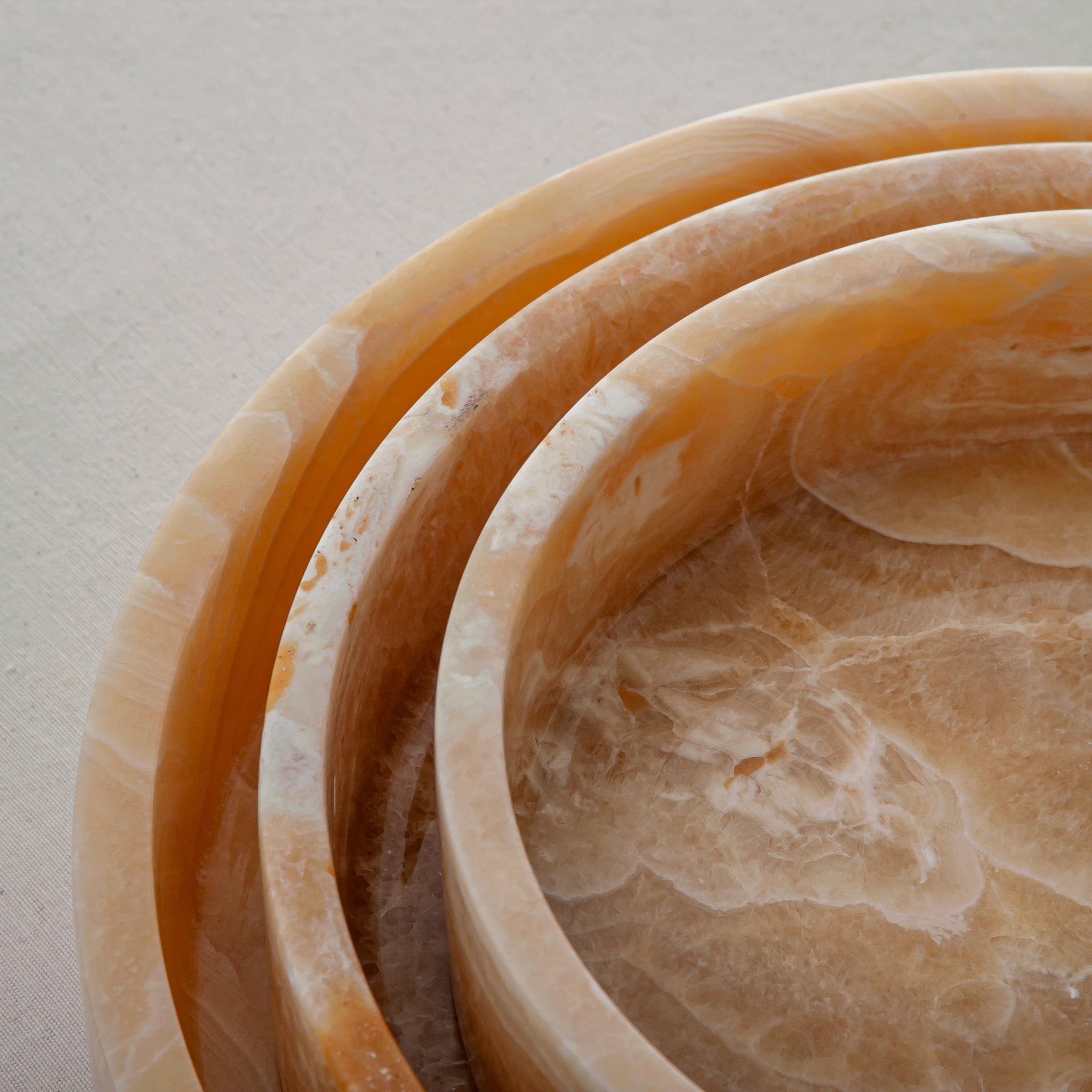 handcrafted onyx tray set warm honey stone layered veining luxury decor
