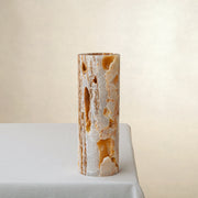 handcrafted onyx vase with warm amber veining and natural cavities for luxury interior decor
