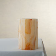 handcrafted onyx vase with honey and amber veining for elegant interior decor
