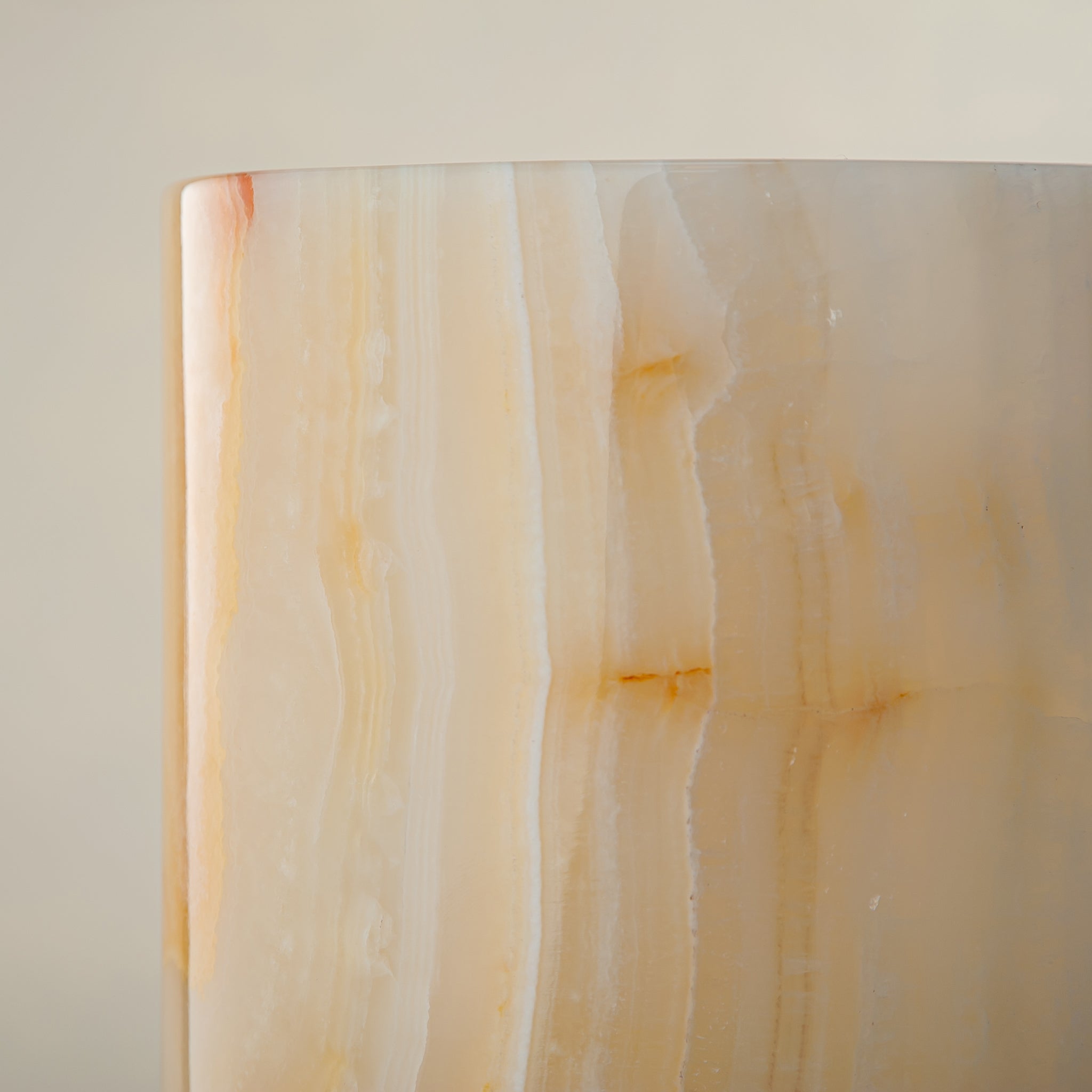 handcrafted onyx vase with honey and amber veining for elegant interior decor
