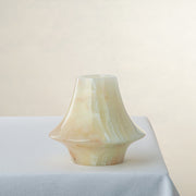 handcrafted onyx vase translucent green stone with soft veining for modern decor
